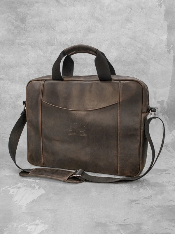 Сумка для ноутбука з натуральної шкіри crazy horse, Коричневий