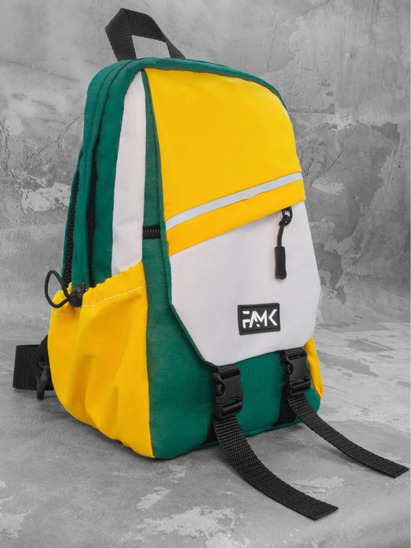Рюкзак-сумка слінг на одне плече FAMK зелений/жовтий
