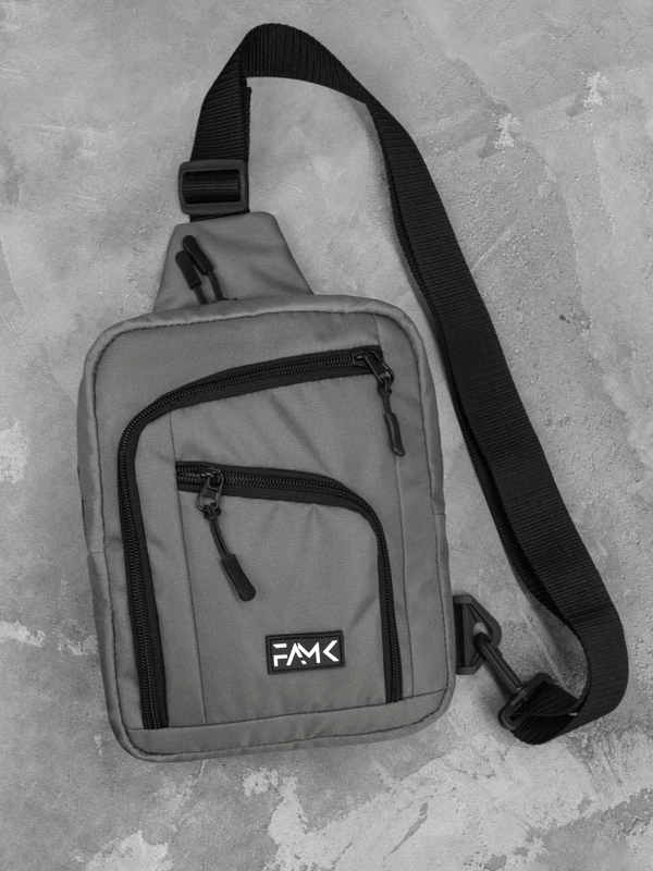 Чоловіча сумка нагрудна (слінг) Famk , Темно-сірий