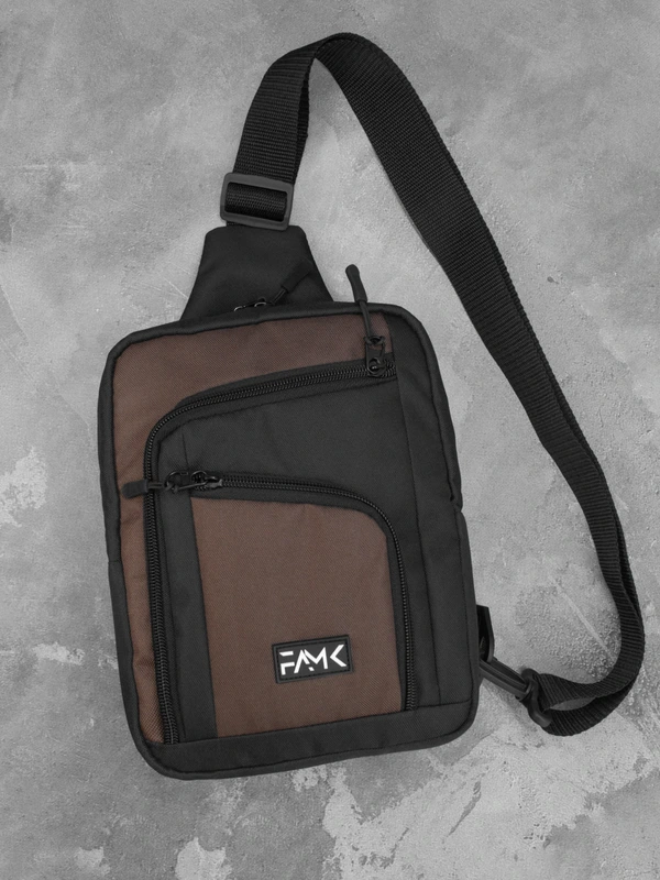 Чоловіча сумка нагрудна (слінг) Famk , Коричневий