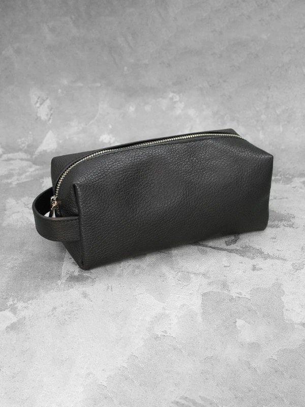 Несесер (косметичка) із натуральної шкіри, Чорний, M — FAMK