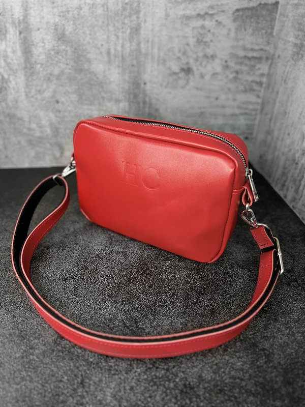 Жіноча сумка крос-боді (через плече) з натуральної шкіри розмір M, Червоний