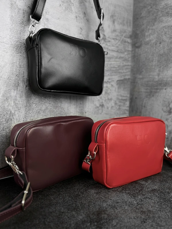 Жіноча сумка крос-боді (через плече) з натуральної шкіри розмір M, Марсала