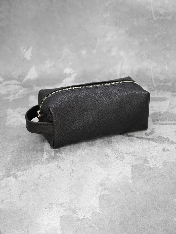 Несесер (косметичка) із натуральної шкіри, Чорний, S — FAMK
