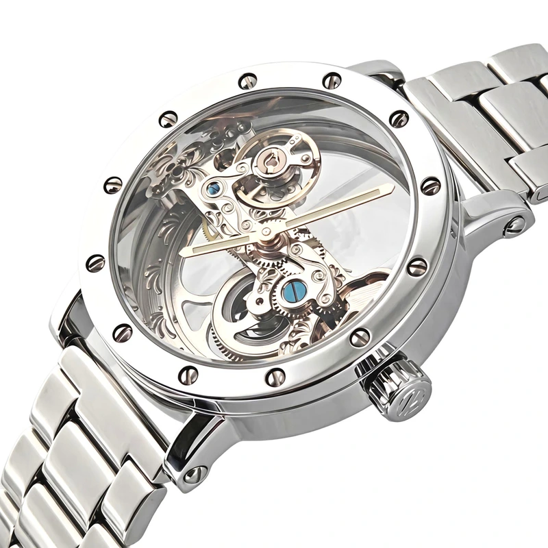 Чоловічий механічний годинник Forsining Air Silver Metal