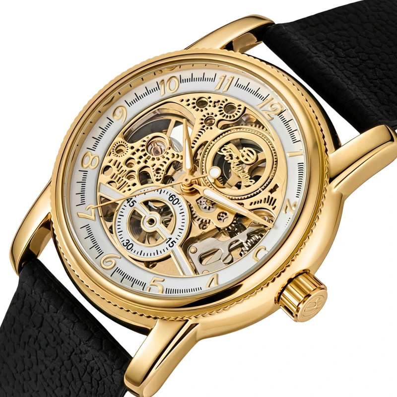 Чоловічий механічний годинник Forsining Star Prestige Gold, 2 ремінці