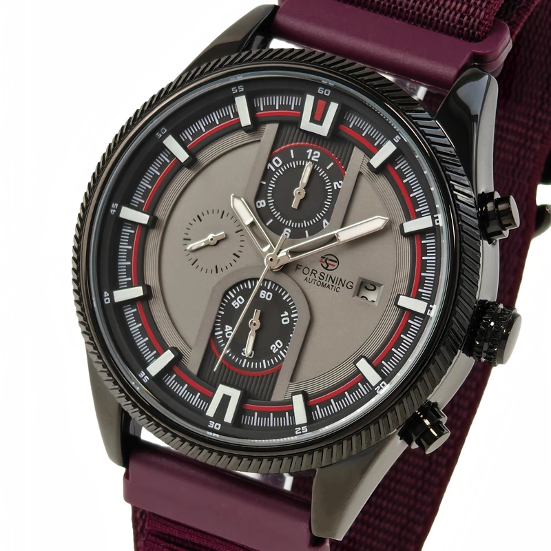 Чоловічий механічний годинник Forsining Tennesy Wine Red