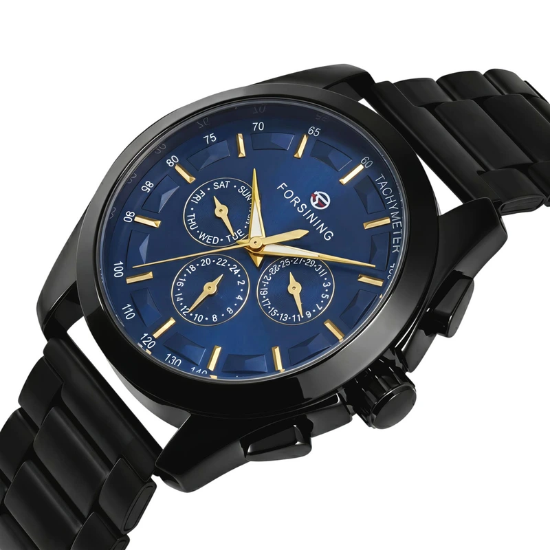 Чоловічий механічний годинник Forsining Walker Limited Blue & Black — Forsining