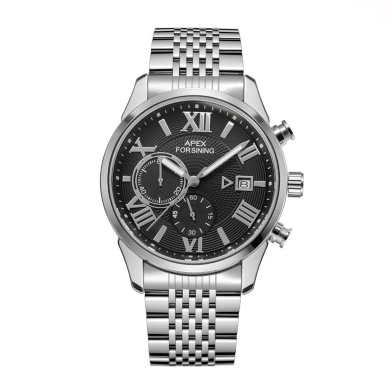 Forsining 8304 Silver-Black Steel