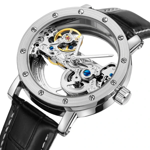 Чоловічий механічний годинник Forsining Air Silver