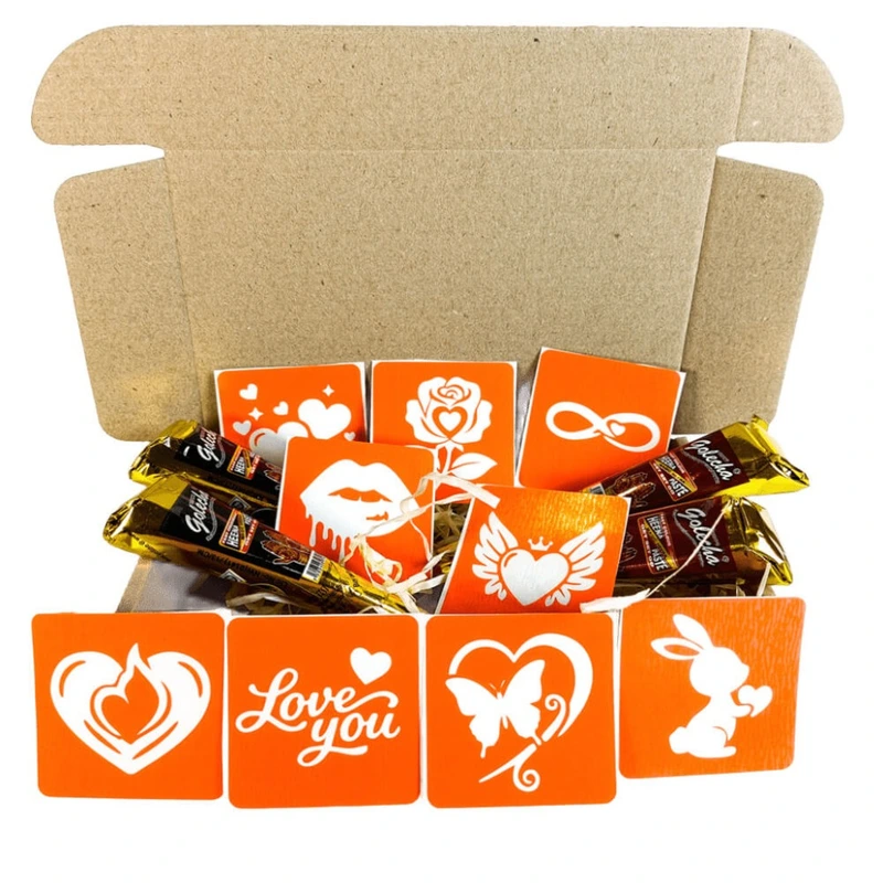 Набір хни з трафаретами для біо-тату №8 henna-set-08, 9 трафаретів — Fresh Tattoo