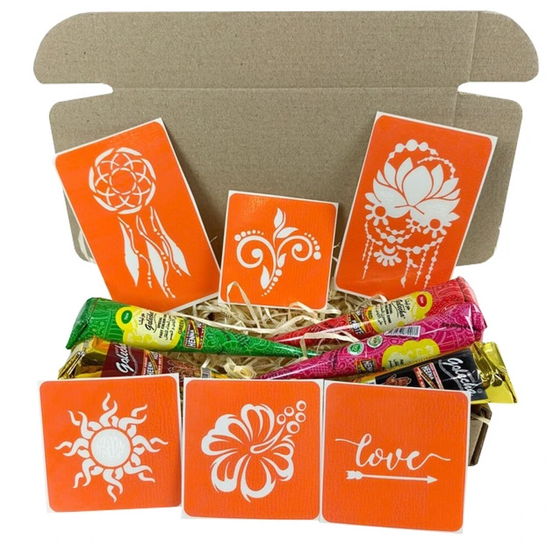 Набір кольорової хни з трафаретами для біо-тату №1 color-henna-set-01 — Fresh Tattoo