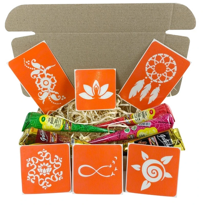 Набір кольорової хни з трафаретами для біо-тату №2 color-henna-set-02 — Fresh Tattoo