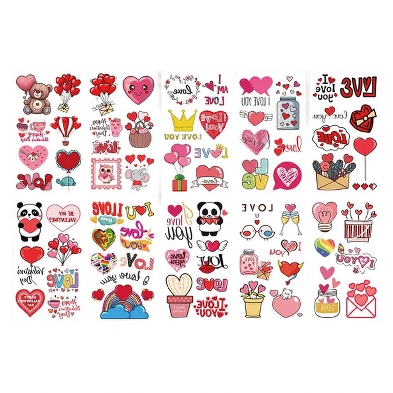 Набір тимчасових тату "Кохання №3" Love-tattoo-mini-set-2-10, 10 штук, розмір 12 х 7 см — Fresh Tattoo