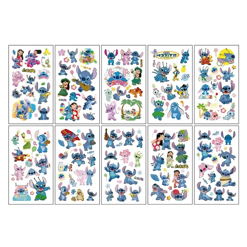 Набір тимчасових татуювань "Стіч" stich-glow-tattoo-10 світяться, 10 аркушів 12х7 см — Fresh Tattoo