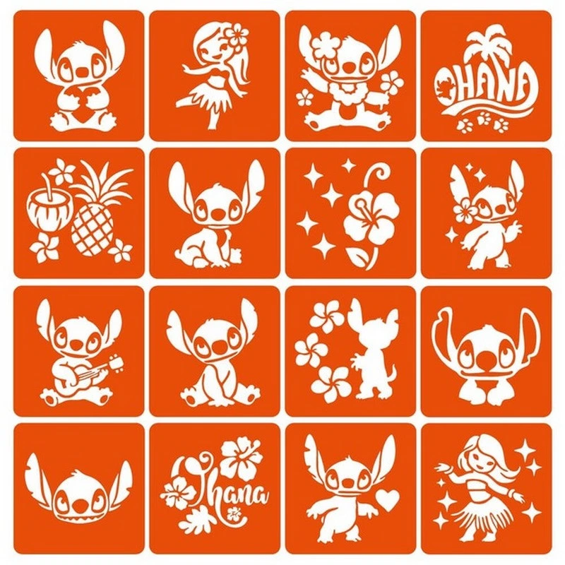 Набір трафаретів для біо-тату "Ліло та Стіч" lilo_stich-simple-16 — Fresh Tattoo