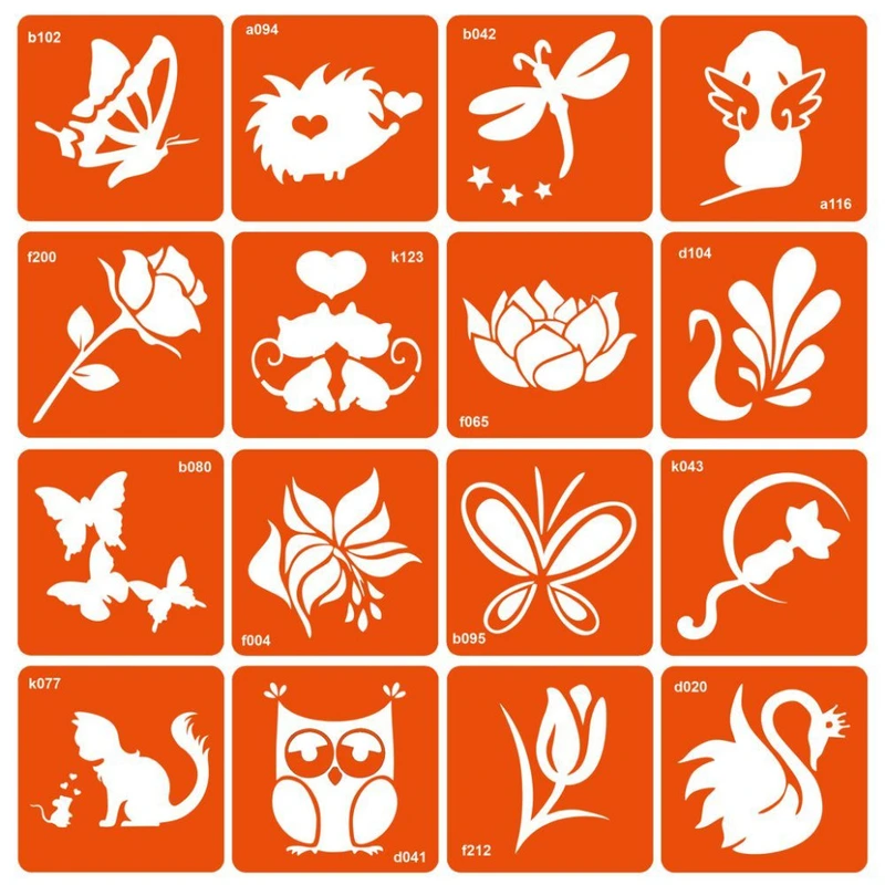 Набір трафаретів для біо-тату "Мікс для дівчаток №2" mix_for_girls_simple_2-16