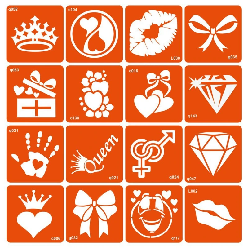 Набір трафаретів для біо-тату "Мікс для дівчаток №3" mix_for_girls_simple_3-16