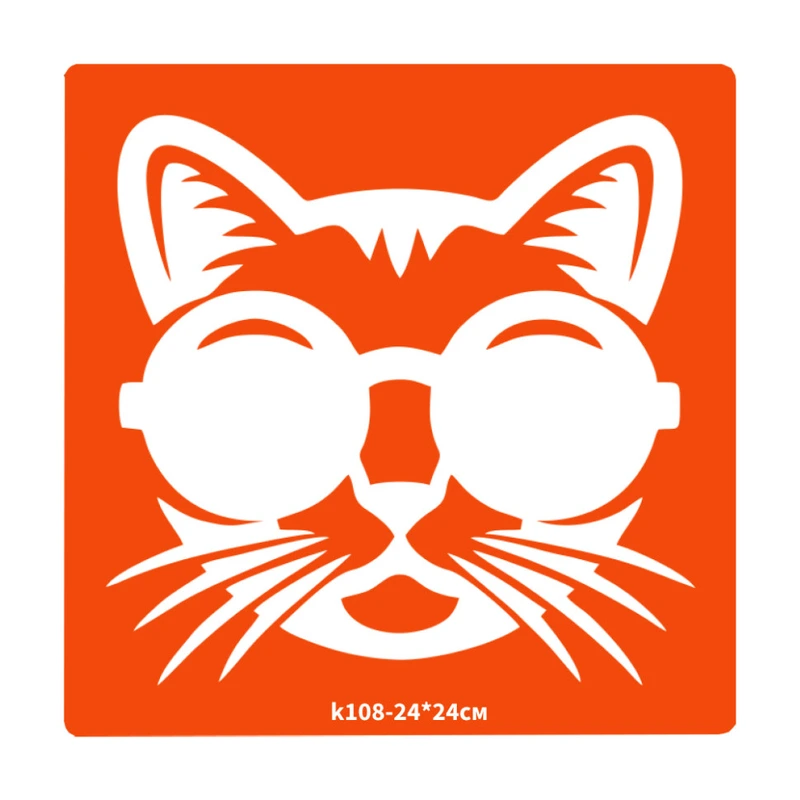 Трафарет для біо-тату Котик k108-24*24см, розмір 24х24см