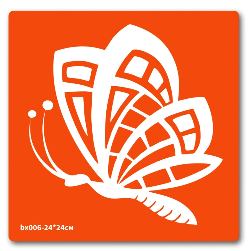 Трафарет для біо-тату Метелики bx006-24*24см, розмір 24 х 24см