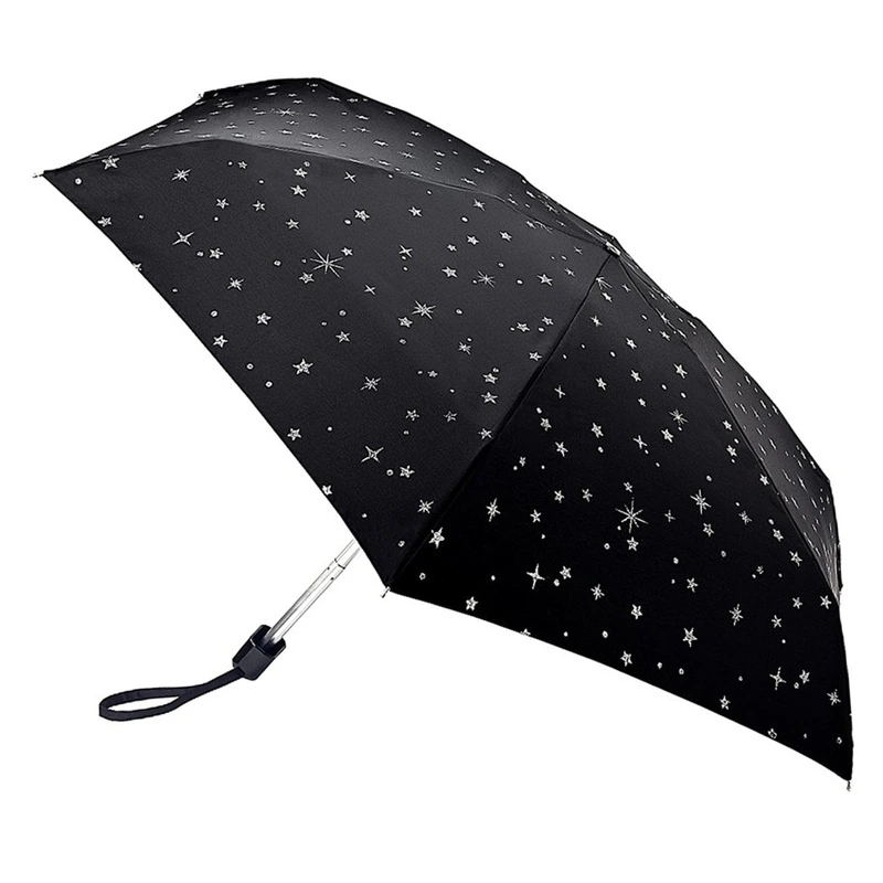 Парасолька жіноча Fulton L501-041086 Tiny-2 Glitter Stars Black (Блиск зірок)