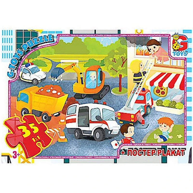 Дитячий пазл "Аварійні служби" GF07 постер 35 елементів — G-Toys