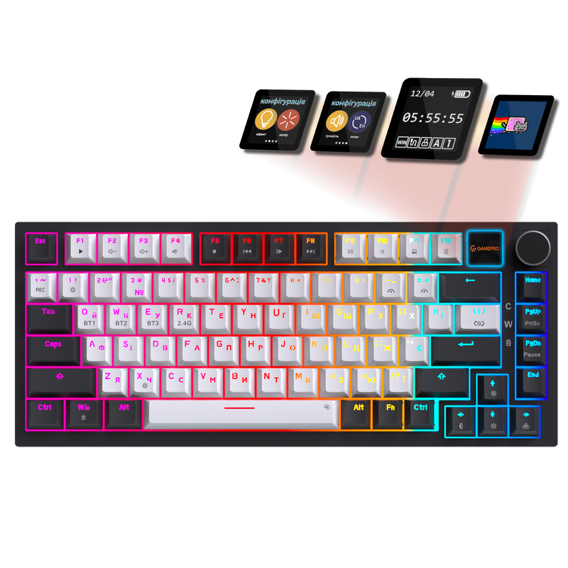 Бездротова механічна клавіатура GamePro Asgard Valhalla Pro (MK160W-D-Pro) 75% Rainy switches