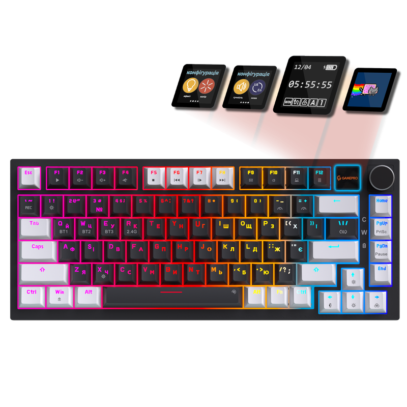 Бездротова механічна клавіатура GamePro Asgard Valhalla Pro (MK160B-D-Pro) 75% Rainy switches