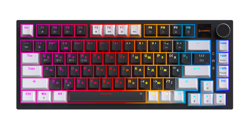 Бездротова механічна клавіатура GamePro Asgard Valhalla Pro (MK160B-D-Pro) 75% Rainy switches