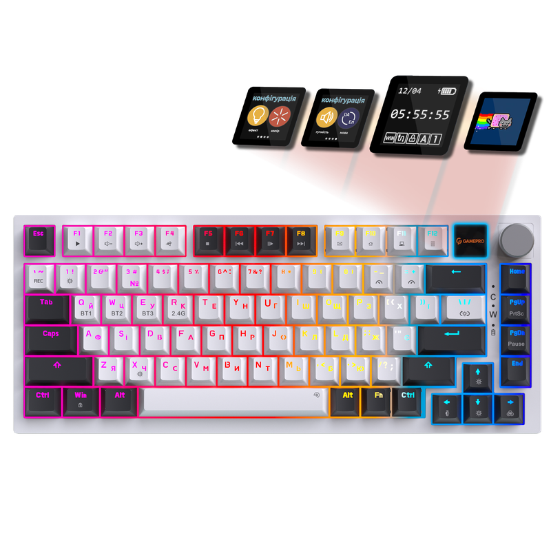 Бездротова механічна клавіатура GamePro MK160D Pro QLAB Sakura Switch White