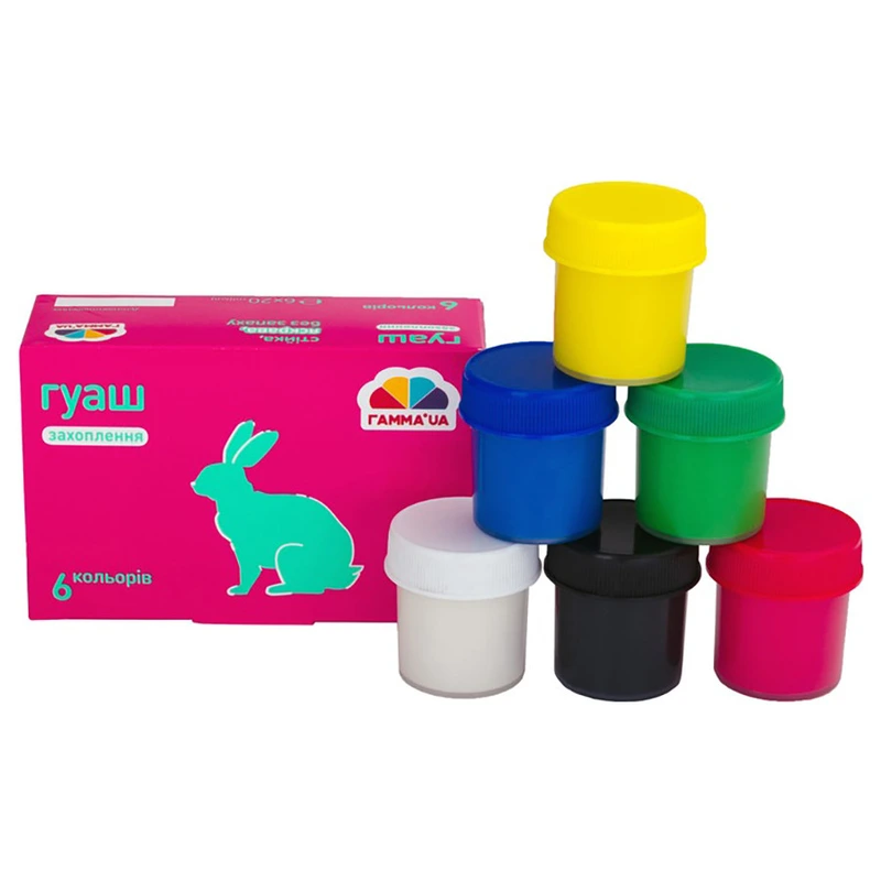 Дитячі гуашеві фарби "Захоплення" ГАММА'UA 200201, 6 кольорів