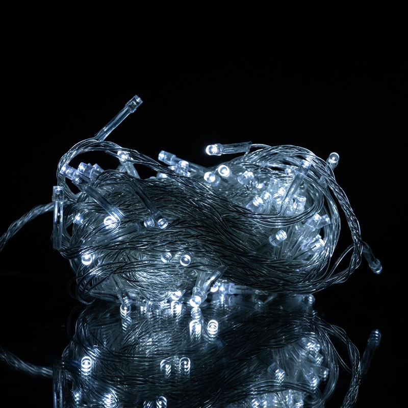 Новорічна гірлянда кімнатна нитка 10 м 120 LED білий провід Білий W120LED10MWW