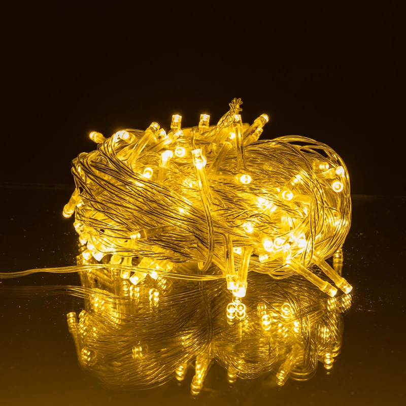Новорічна гірлянда кімнатна нитка 10 м 120 LED кімнатна гірлянда білий провід Жовте світло W120LED10MWY
