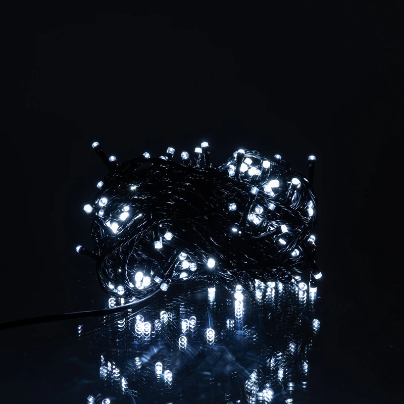 Новорічна гірлянда кімнатна нитка 14 м 160 LED кімнатна гірлянда чорний провід Біле світло W160LED16MBW