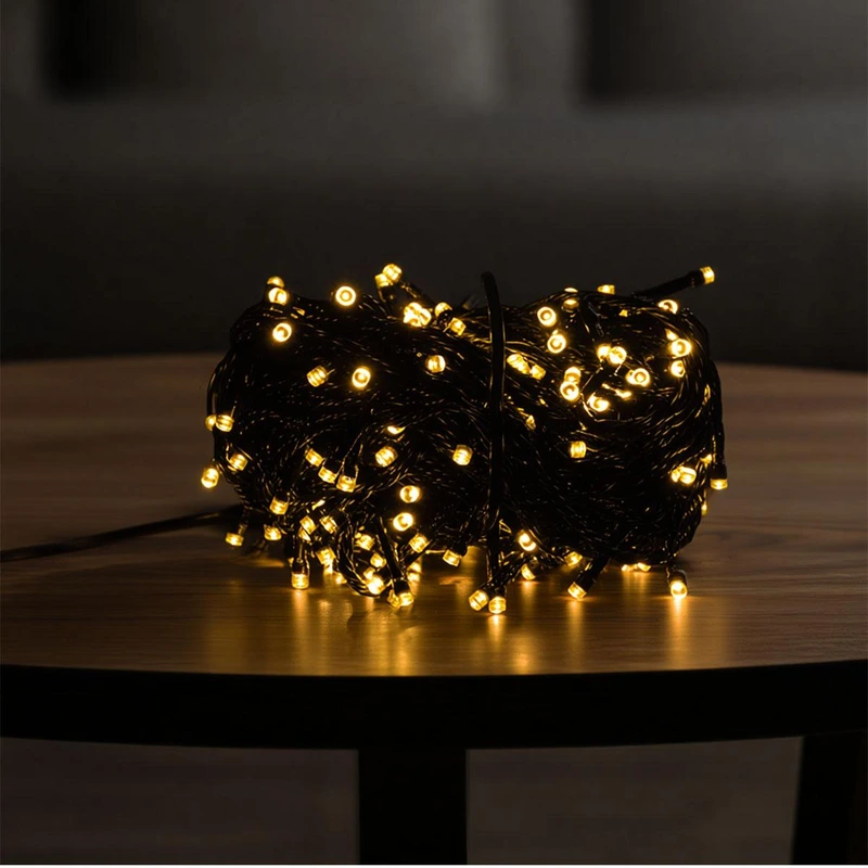 Новорічна гірлянда кімнатна нитка 18 м 180 LED кімнатна гірлянда чорний провід Жовте світло W180LED18MBY