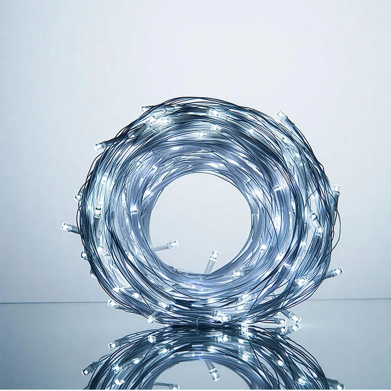 Новорічна гірлянда кімнатна нитка 22 м 220 LED кімнатна гірлянда білий провід Біле світло W220LED22MWW