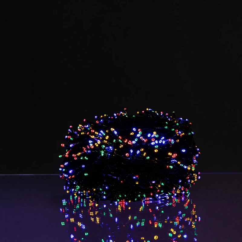Новорічна гірлянда вулична 30 м 300 LED з сонячною батареєю чорний провід Мультиколор SB300L30MBML