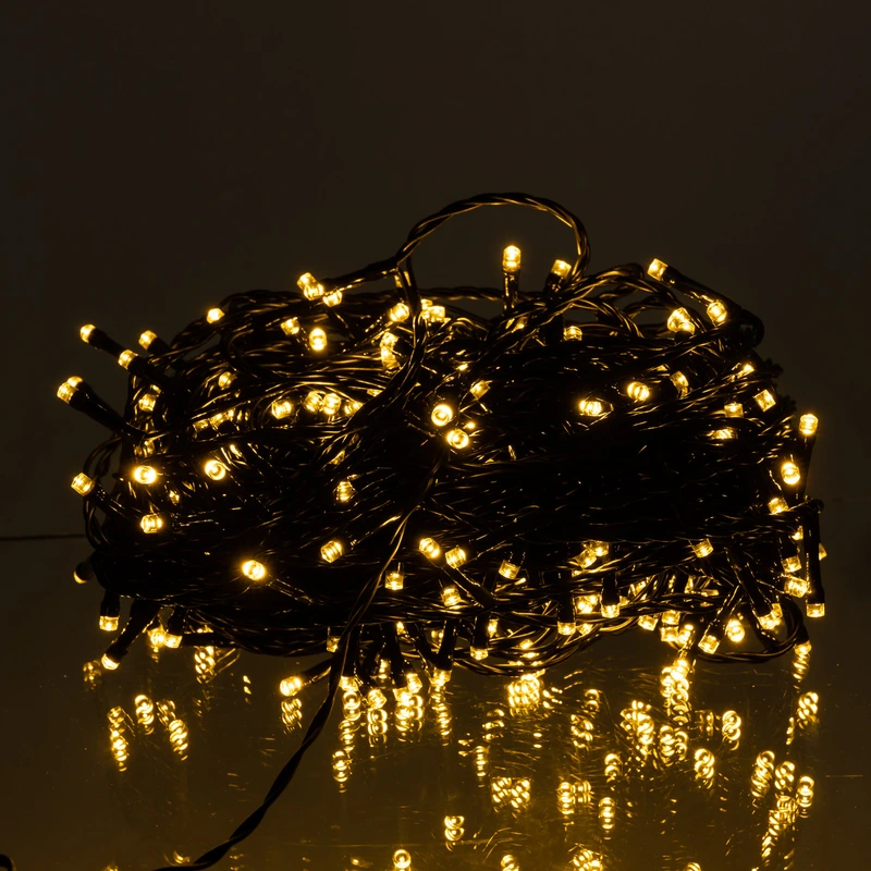 Новорічна гірлянда вулична 30 м 300 LED з сонячною батареєю чорний провід Жовтий SB300L30MBY