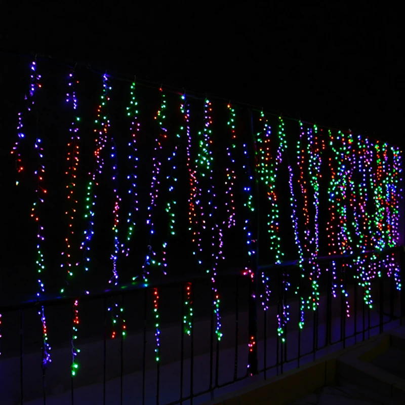 Новорічна гірлянда вулична Бахрома 36 м 600 LED чорний провід Мультиколор 36МBML