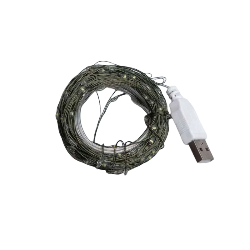 Гірлянда роса 20 метрів USB на 200 led світлодіодів крапля на зеленому дроті мультиколор USB200L20MGML