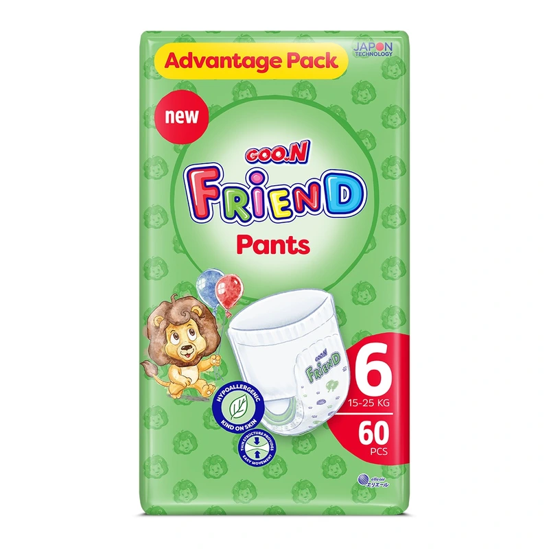 Трусики-підгузки GOO.N FRIEND для дітей 15-25 кг (розмір 6, унісекс, 60 шт) — Goo.N