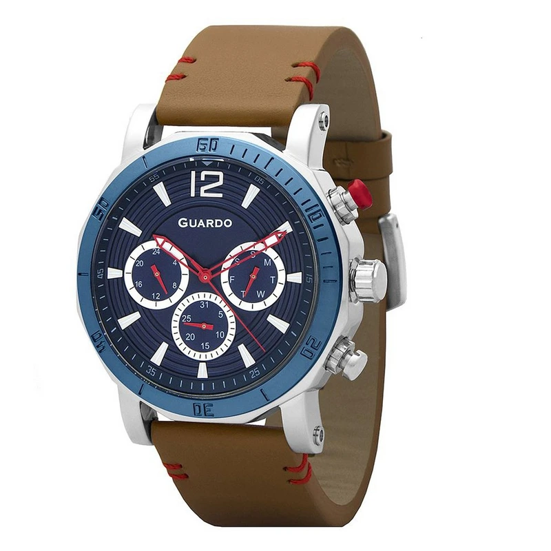 Чоловічий годинник Guardo 11253-2 Brown-Silver-Blue