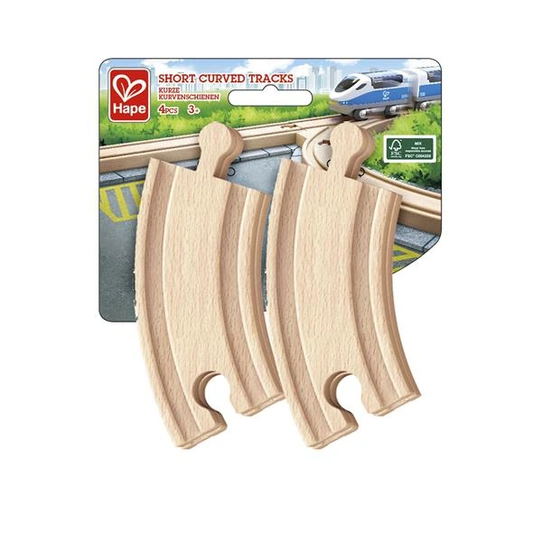Набір для залізниці Hape короткі вигнуті рейки 4 шт. (E3776) — Hape