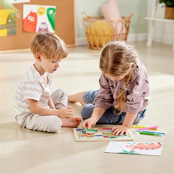 Пазл Hape Динозаври з розмальовкою (E1641) — Hape