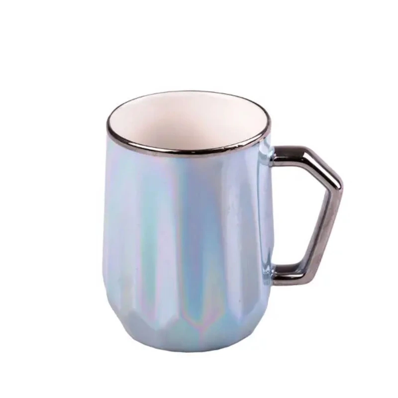 Чашка порцелянова Glaze 450мл у дзеркальній глазурі чашки для кави Блакитний HPCYM0885BL — Happy Life