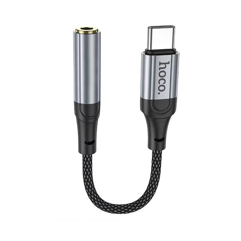 Аудiокабель HOCO LS36 Type-C to 3.5 female, nylon braid, 0.12m, Black — Hoco