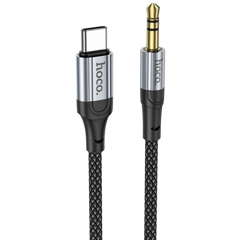 Аудiокабель HOCO UPA26 Type-C to 3.5mm male, nylon braid, 1m, Black — Hoco