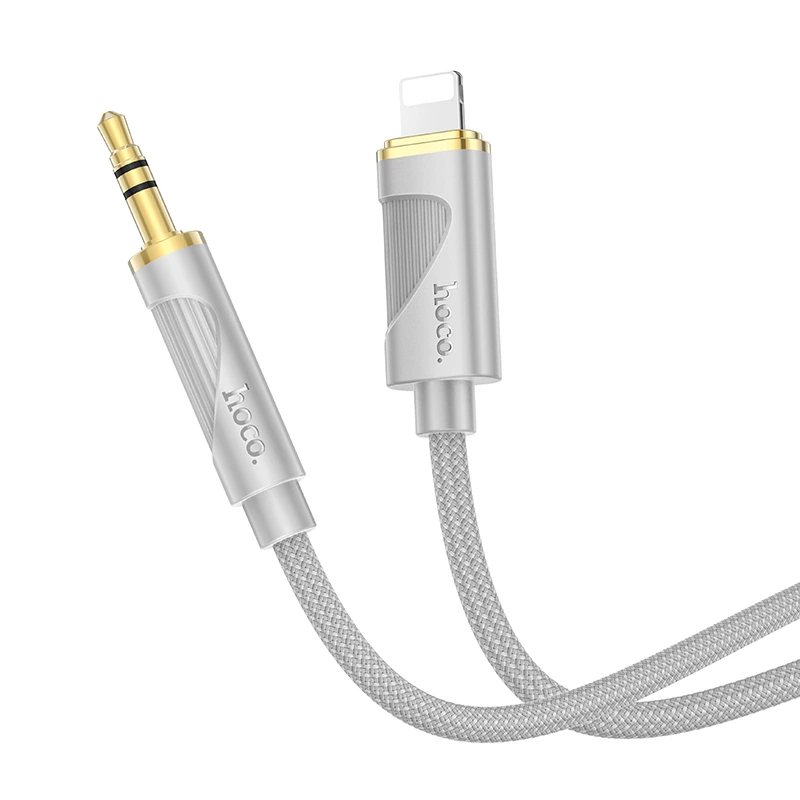 Аудіокабель HOCO UPA30 iP to 3.5mm male, nylon braid, 1m, Gray — Hoco