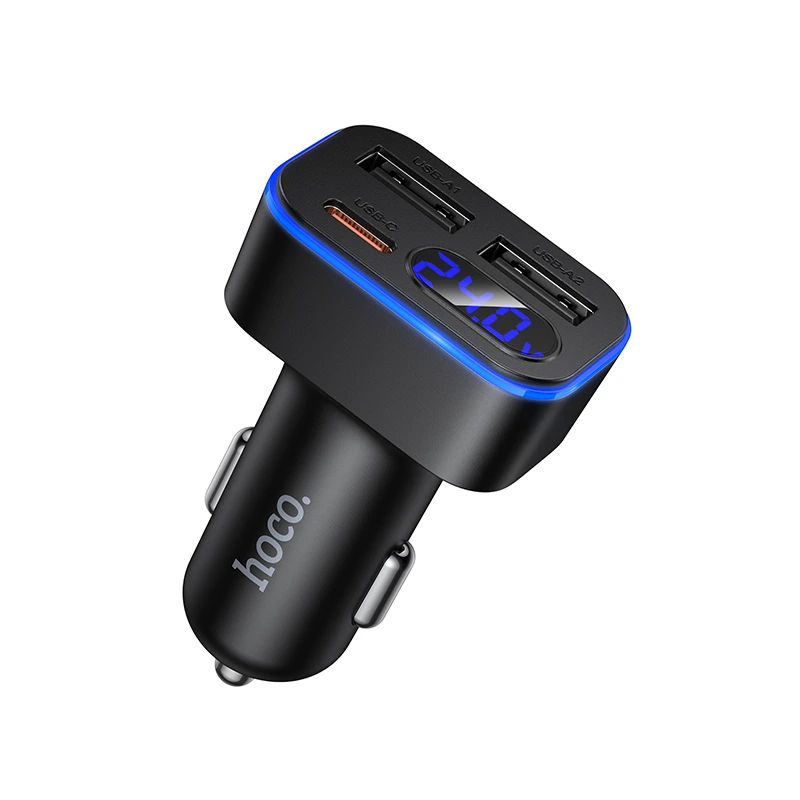 Автомобільний зарядний пристрій HOCO Z63A Barry 42W(1C2A) digital display car charger Black — Hoco
