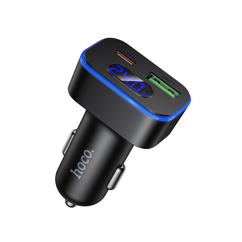 Автомобільний зарядний пристрій HOCO Z63B Barry 48W dual port PD30W+QC3.0 digital display car charger — Hoco